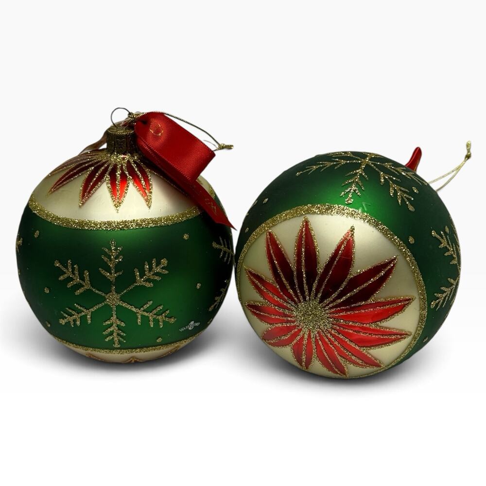 Waterford Glass Ball Ornament Set 4" Holiday Heirlooms 2003 Four Seasons Winter